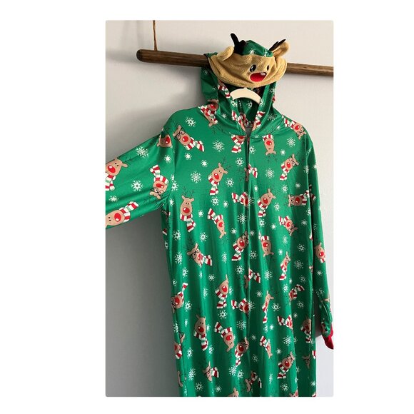 Matching Family Pajamas Reindeer Antler Zipper Onesie GREEN SZ M / DAD NWT - Picture 5 of 12
